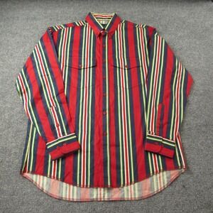 Vintage Wrangler Shirt Men Large 16.5 35 90s Striped Western X Long Tails Heavy